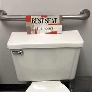 Bathroom Wall Sign - 'Best Seat' in Cream, Red & Tan